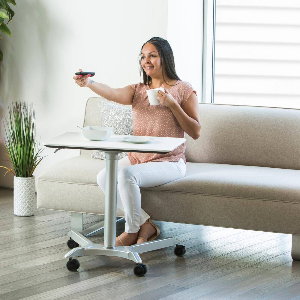 AirLift XL 28" White Pneumatic Adjustable Sit-Stand Mobile Desk