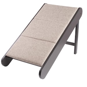 18 in. Wooden Foldable Dog Ramp for Getting into Cars or onto Beds and Couches, Gray and Cream