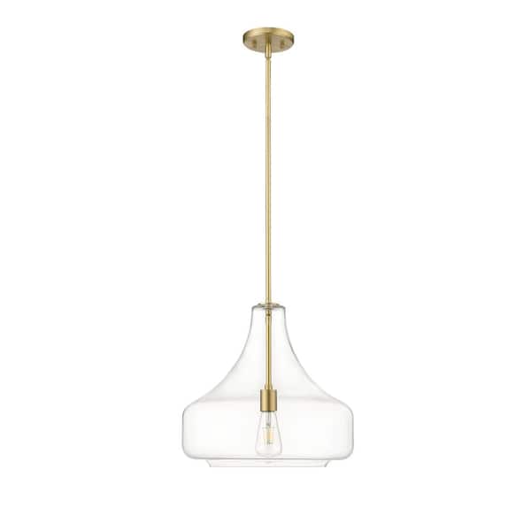 Madelynn 60-Watt 1-Light Vintage Brass Pendant-Light Clear Shade