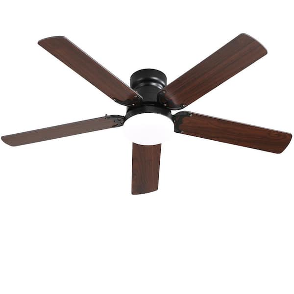 42 in. Indoor Ceiling Fan with 3-Color Dimmable Light 5-Blades Remote Control Reversible DC Motor Black For Bedroom