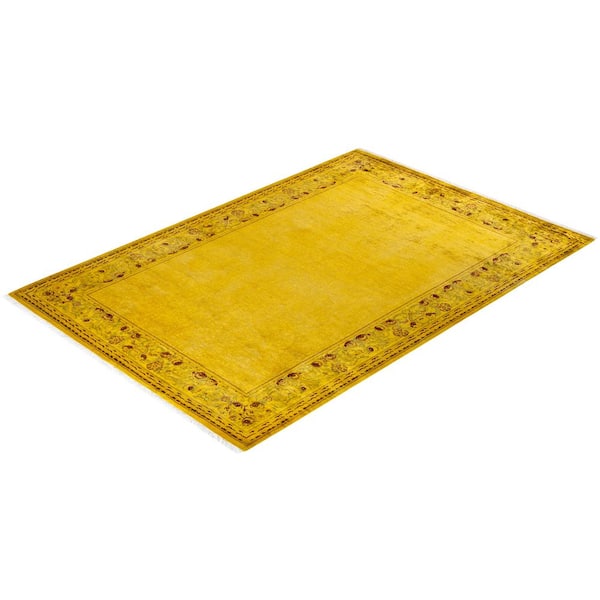Overdyed Yellow 6 ft. 1 in. x 8 ft. Wool Indoor Area Rug