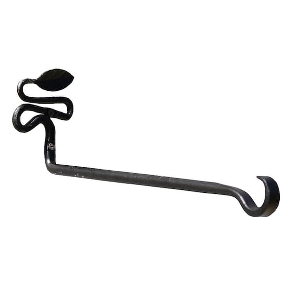 ACHLA DESIGNS 4.75 in. Tall Black Powder Coat Metal Decorative Squiggle Leaf Wall Bracket