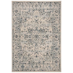 Charleston Ivory/Light Blue 5 ft. x 8 ft. Border Area Rug