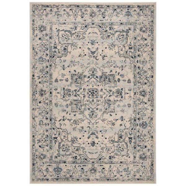 SAFAVIEH Charleston Ivory/Light Blue 5 ft. x 8 ft. Border Area Rug ...