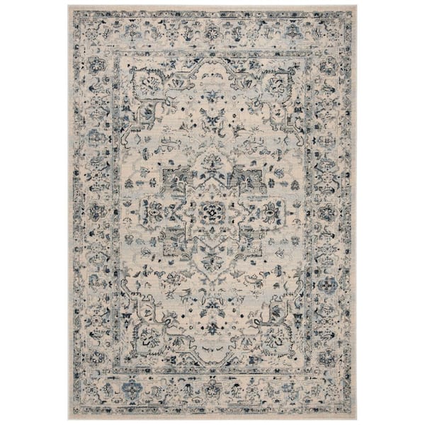 SAFAVIEH Charleston Ivory/Light Blue 6 ft. x 9 ft. Distressed Border Area Rug