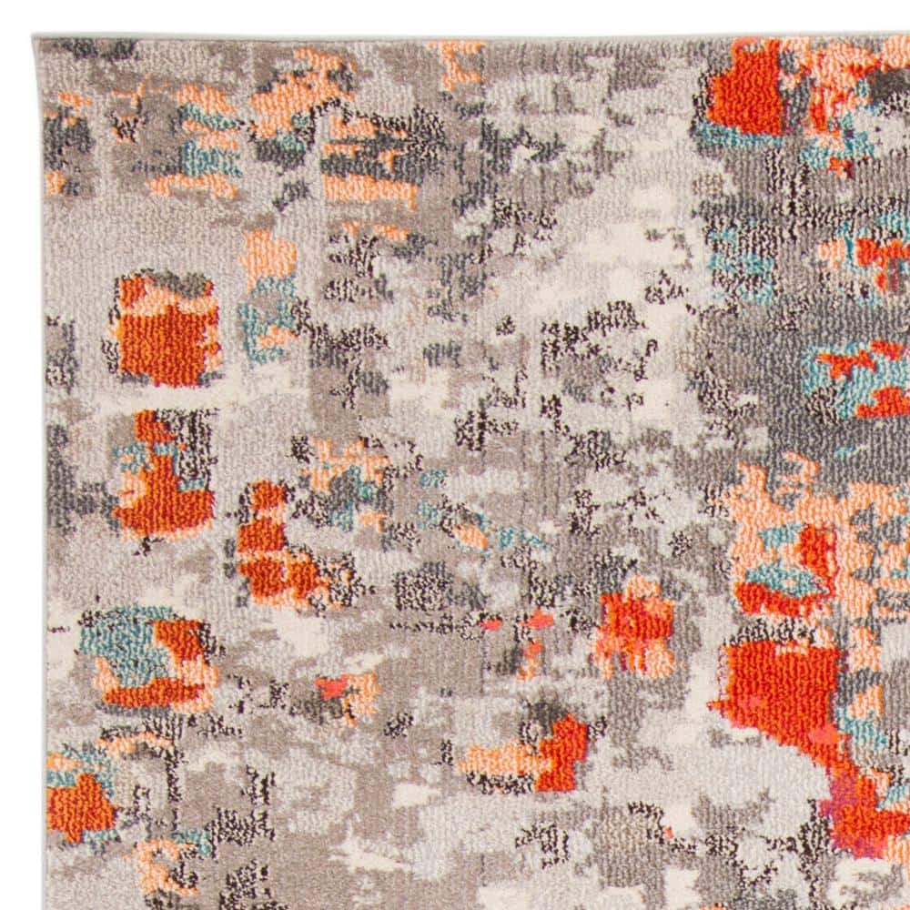 Monaco Abstract Geometric Grey/Orange 8' x 11' Area Rug