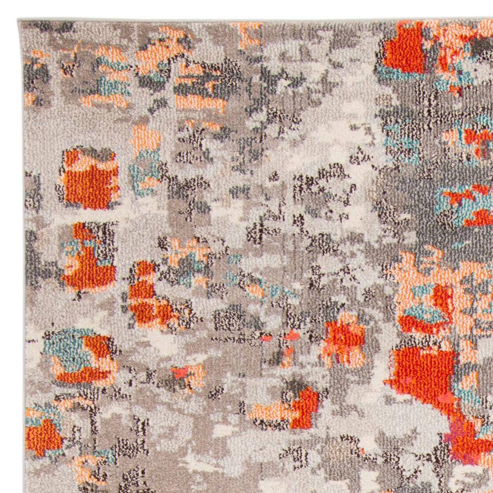Grey and Orange Geometric Synthetic Area Rug, 9' x 12'