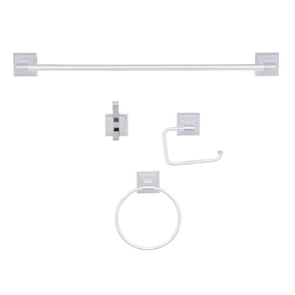 Leonard Chrome 4-Piece Bathroom Hardware Set