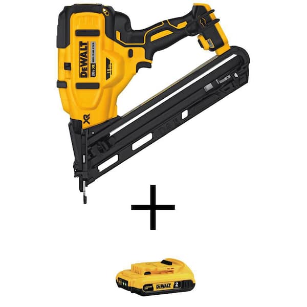 DEWALT 20V MAX XR Lithium-Ion Cordless 15-Gauge Angled Finish Nailer with 20V MAX Lithium-Ion 2.0Ah Battery DCN650BWDCB203 - Home Depot