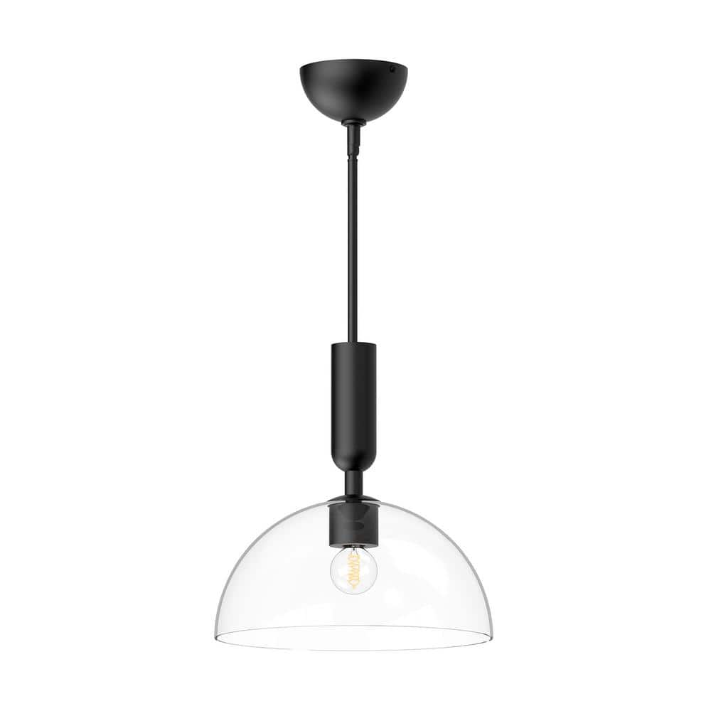 Jude 12" Matte Black and Gold Glass Pendant Light