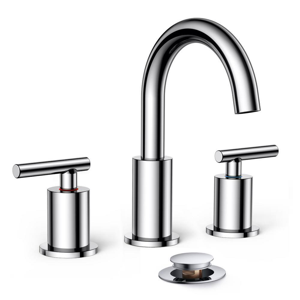 8 in. Widespread Double Handle Bathroom Faucet with Ceramic Disc Valve in P
