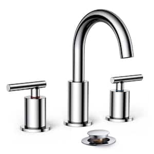 8 in. Widespread Double Handle Bathroom Faucet with Ceramic Disc Valve in Polish Chrome