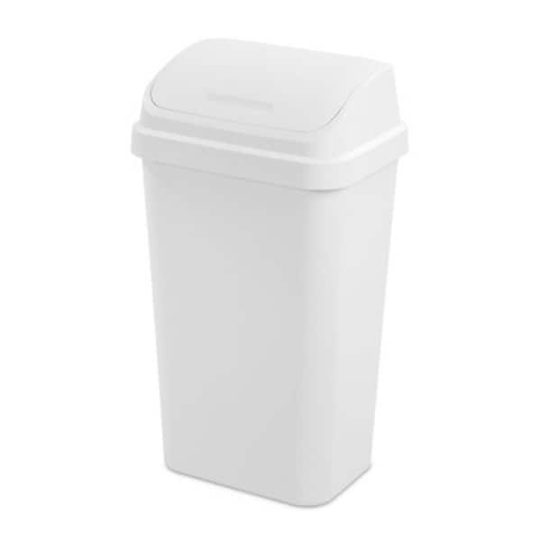 Sterilite 13 Gal. White Swing Top Lid Kitchen Wastebasket Plastic Household Trash Can (4-Pack)