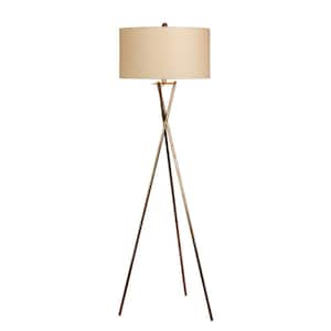 63.5 in. Industrial Tripod Metal Floor Lamp in a Rusted Silver