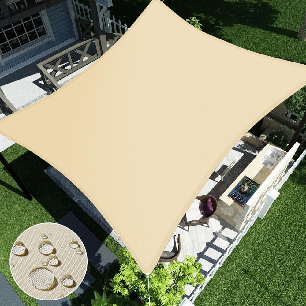 8 ft. x 12 ft. Waterproof Sun Shade Sail Rectangle Canopy Cover UV Blockage for Outdoor Patio Pergola Garden (Beige) price history on PriceWatchPro