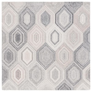 Abstract Natural/Gray 6 ft. x 6 ft. Abstract Geometric Square Area Rug