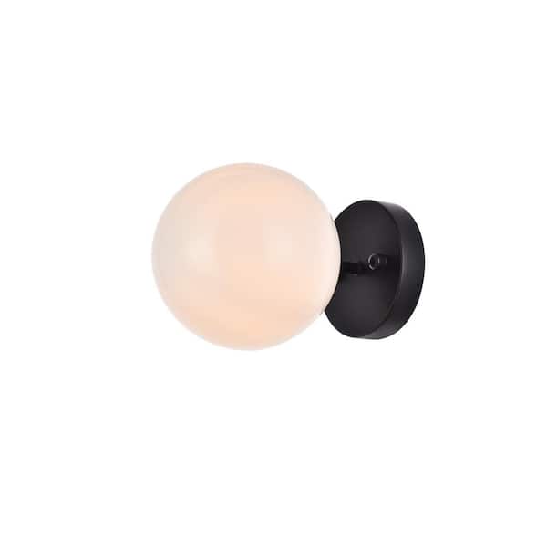 Unbranded Home Living 6 in. 1-Light Black Vanity Light with Glass Shade