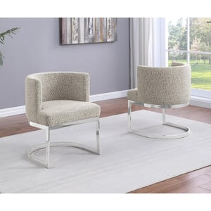 Hart Grey Boucle Fabric Side Chair Set of 1 with Chrome Plated Legs