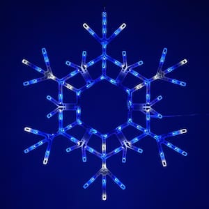 36 in. 105-Light LED Blue and White Folding Snowflake Decoration