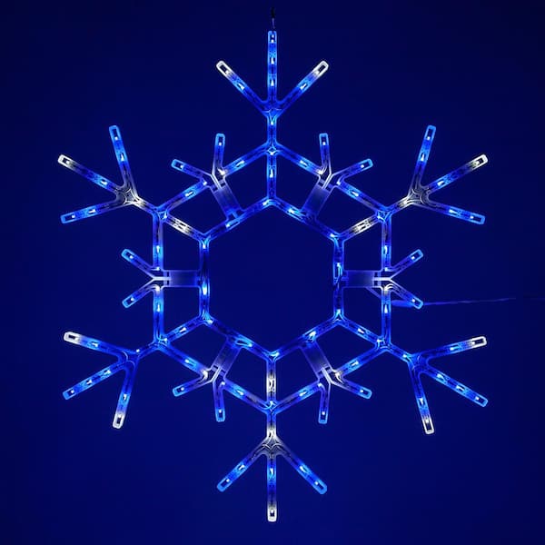 null 36 in. 105-Light LED Blue and White Folding Snowflake Decoration