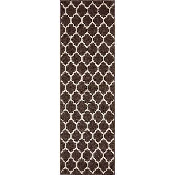 Unique Loom Trellis Philadelphia Dark Brown/Beige 2' 0 x 6' 0 Runner Rug