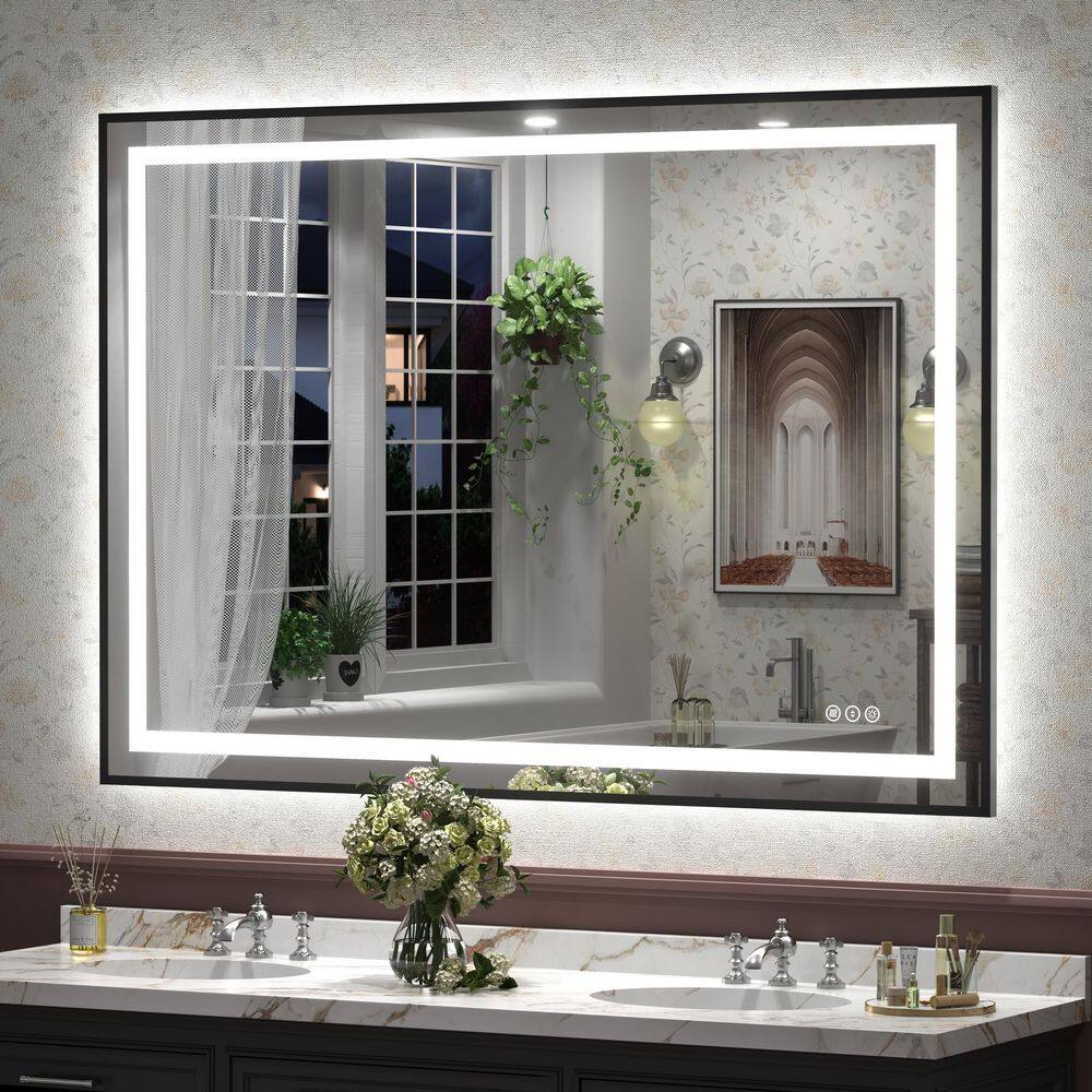 51 in. W x 36 in. H Rectangular Framed Front and Back LED Lighted Anti-Fog Wall Bathroom Vanity Mirror in Tempered Glass price history on PriceWatchPro
