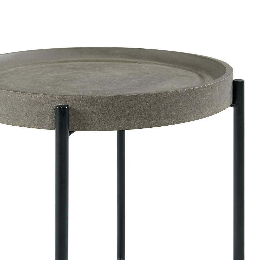 Brookline 22.5" Round Concrete-Coated Wood and Metal End Table