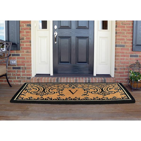 Heavy Duty Coir Easton 36 in. x 72 in. Monogrammed V Door Mat