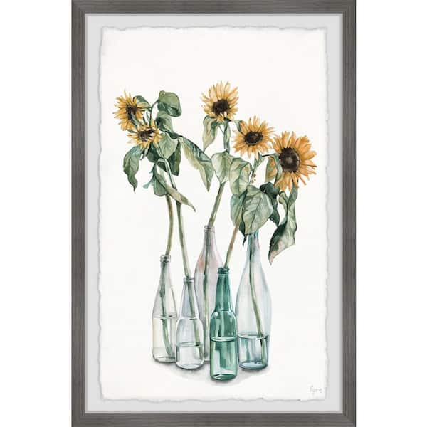 Unbranded "Sunflower and Wilted Leaves II" by Parvez Taj Framed Nature Art Print 18 in. x 12 in.