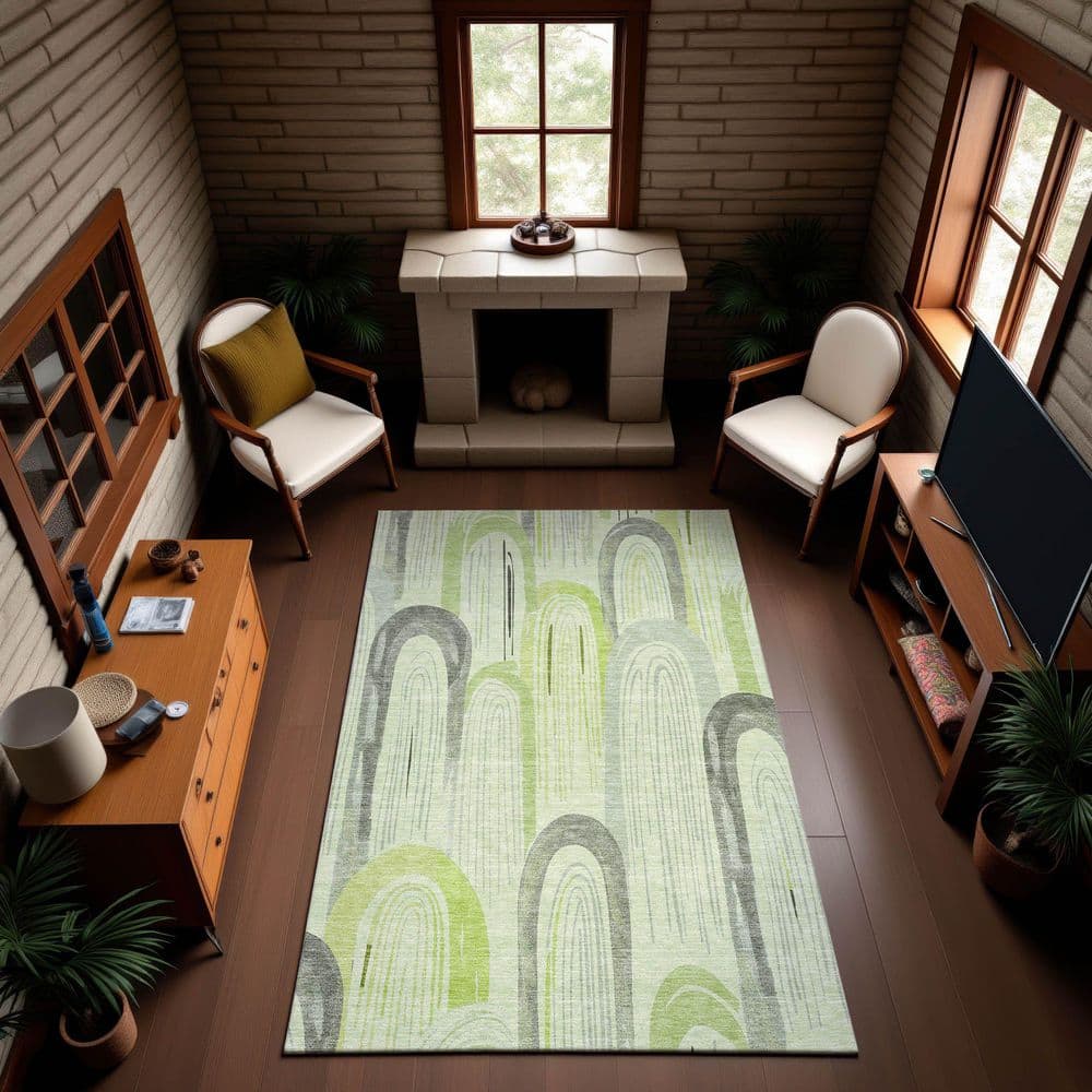 Mayfield Premium Machine Washable Abstract AMF1588 Aloe 8 ft. x 10 ft. Area Rug price history on PriceWatchPro