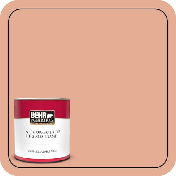 BEHR PREMIUM PLUS 1 qt. #M200-4 Coral Cloud Hi-Gloss Enamel Interior/Exterior Paint & Primer