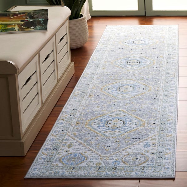 Bayside 2 ft. x 8 ft. Green/Gray Traditional Medallion Runner Rug