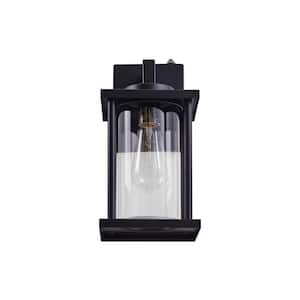 1-Light Black Outdoor Wall Lantern Sconce Porch Barn Light with Clear Glass and Optically Controlled