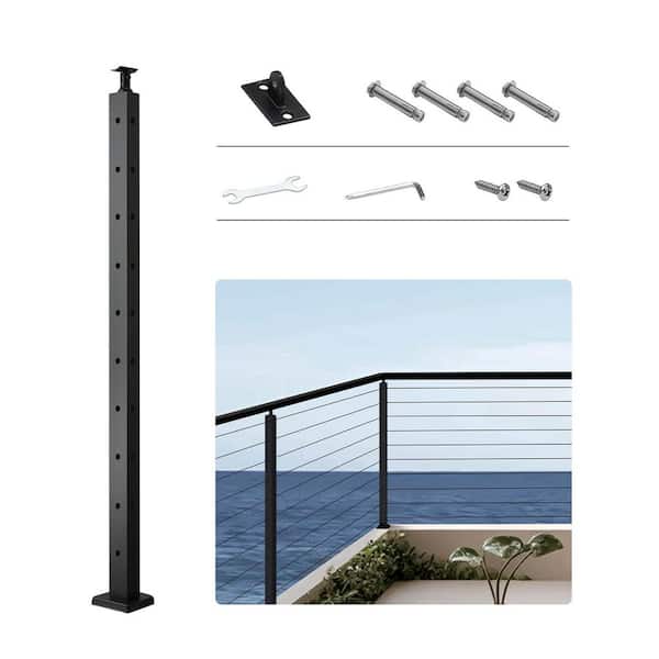 Cable Railing Post 36 x 1 x 2 in. Corner Post Stainless Steel, Cable for Cable Railing System