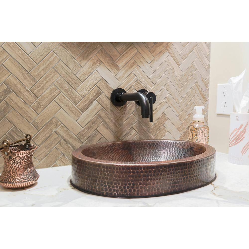 18" Oval Hammered Copper Vessel Sink in Oil Rubbed Bronze