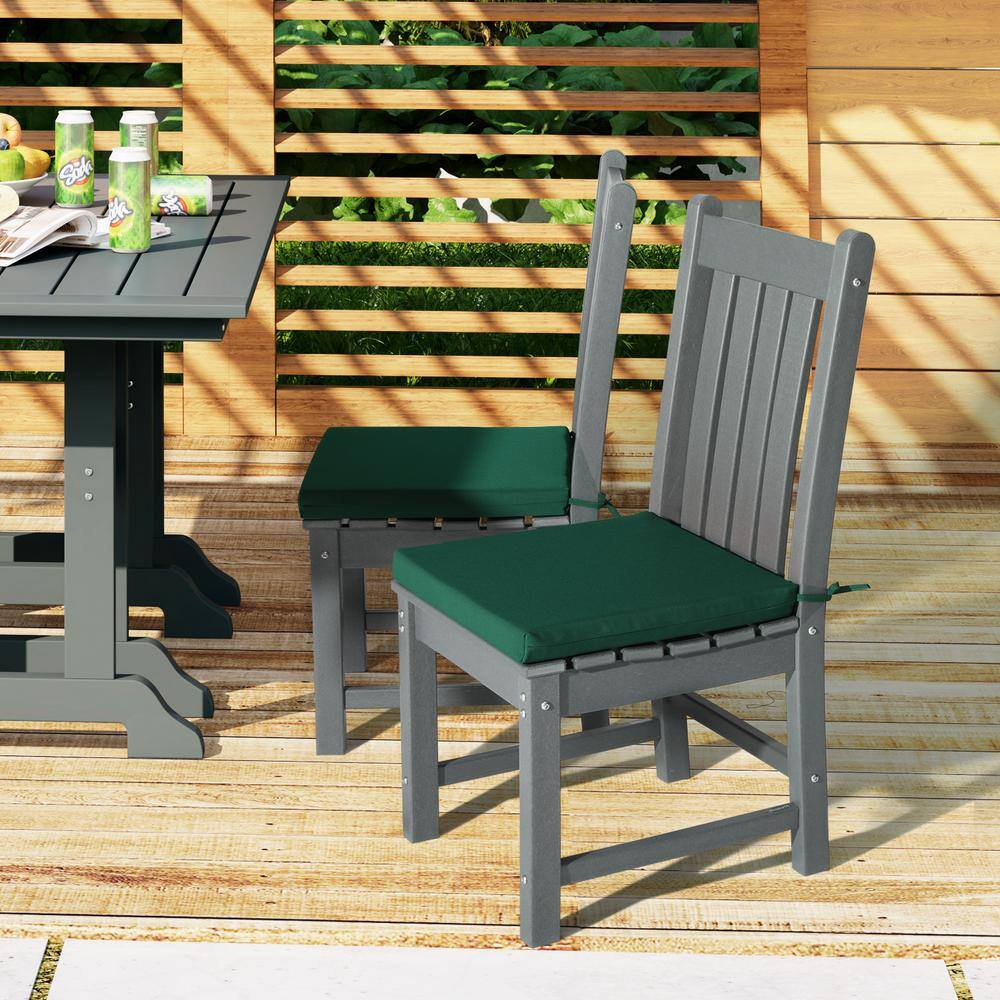 Green High-Resilience Foam Outdoor Dining Chair Cushions, Set of 4