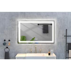 48 in. W x 36 in. H Rectangular Frameless Led Light Wall Bathroom Vanity Mirror in Silver