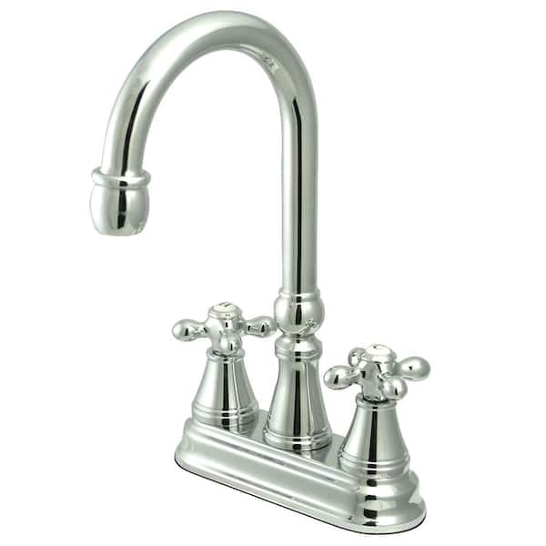 Kingston Brass Classic 2-Handle Bar Faucet with Solid Handles in Polished Chrome