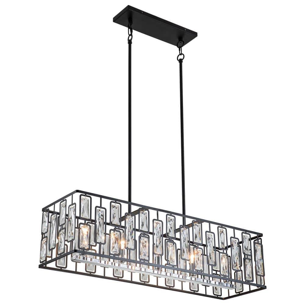 Elegant Black Crystal Drum Chandelier with Geometric Accents