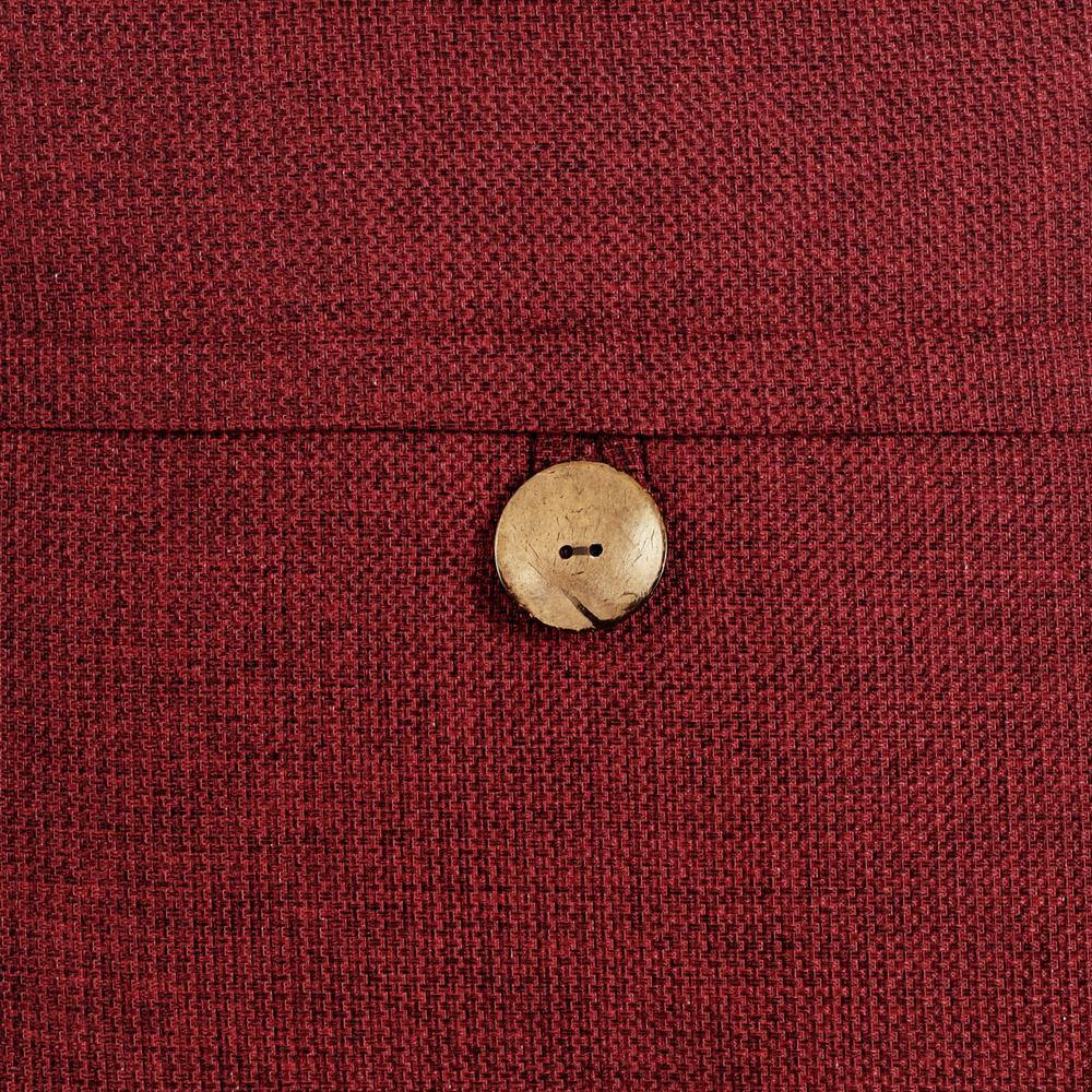 Clayton Red Woven Button 20" x 20" Polyester Pillow Cover