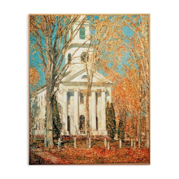 Stupell Industries Classic Church At Old Lyme by one1000paintings Unframed Graphic Architecture Art Print 30 in. x 24 in.