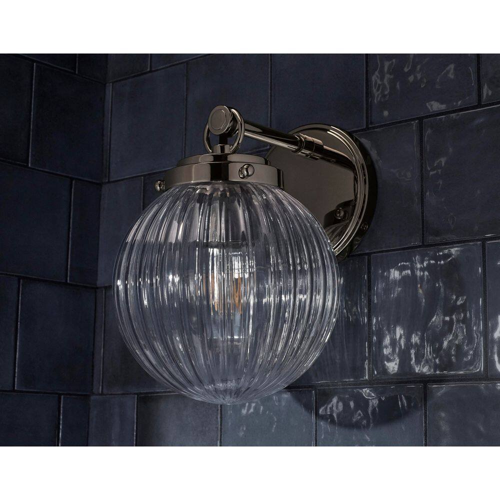 Matte Black Glass Globe Wall Sconce