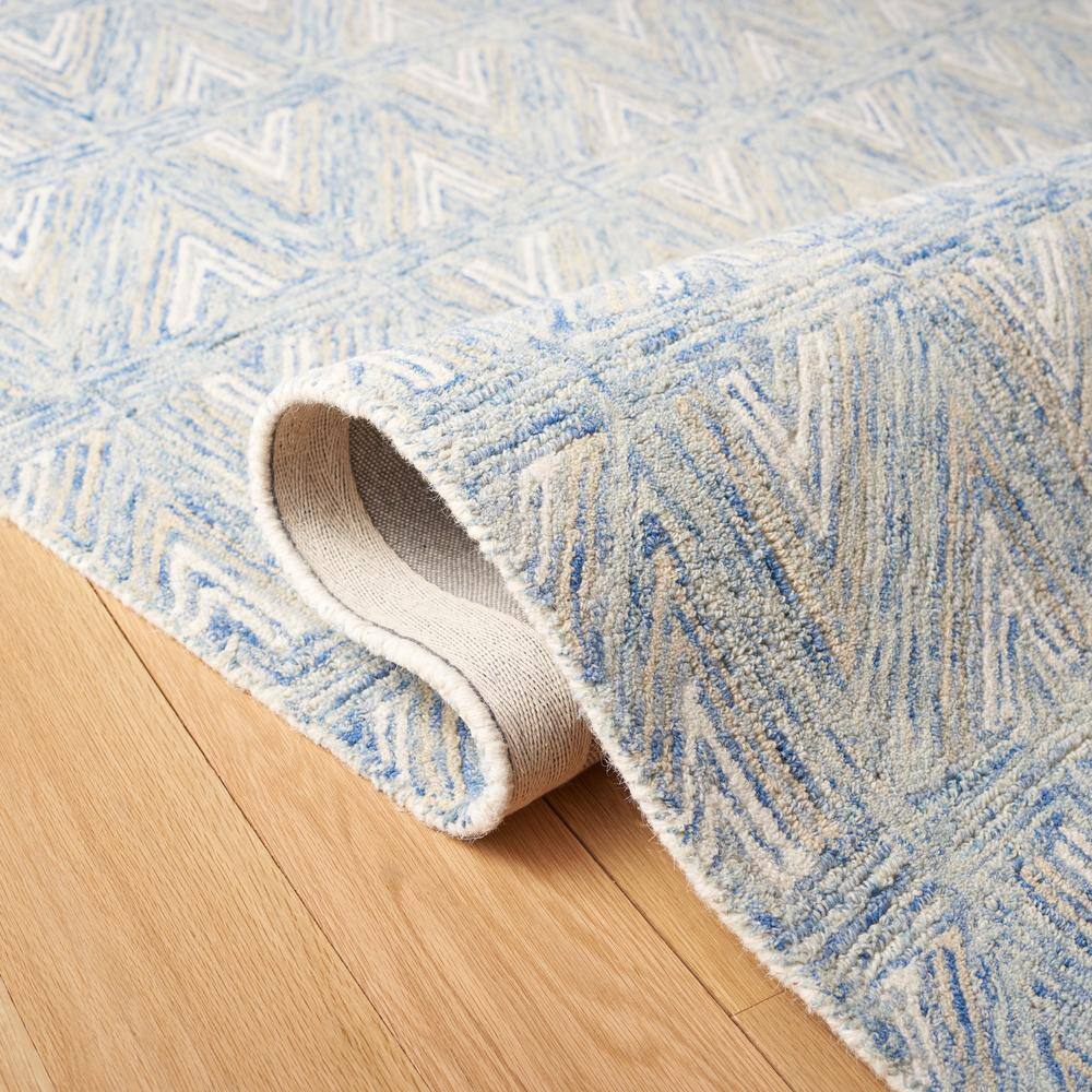Blue Abstract Handmade Wool Tufted Area Rug, 5' x 8'