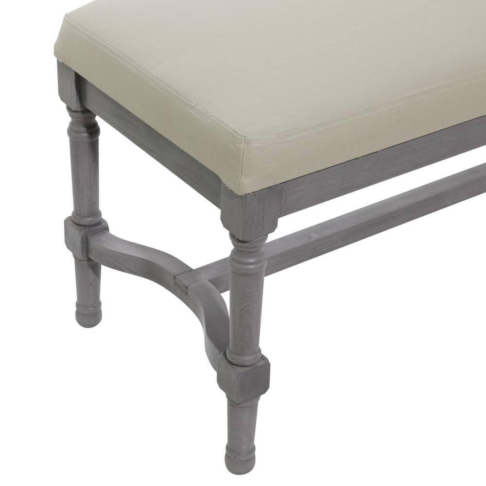 Traditional Gray Solid Wood Bedroom Bench with Upholstered Seat, 47" x 16" x 18"