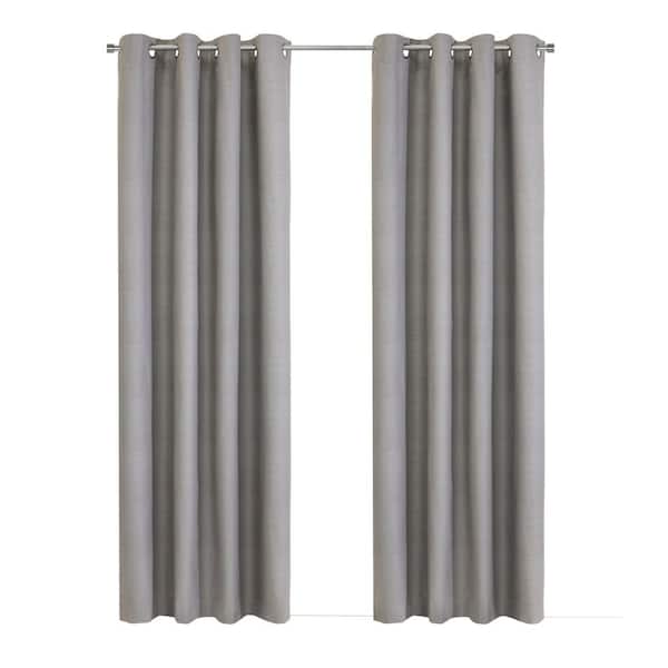 Mason Silver Polyester Textured 52 in. W x 108 in. L Grommet Indoor Blackout Curtain (Single Panel)
