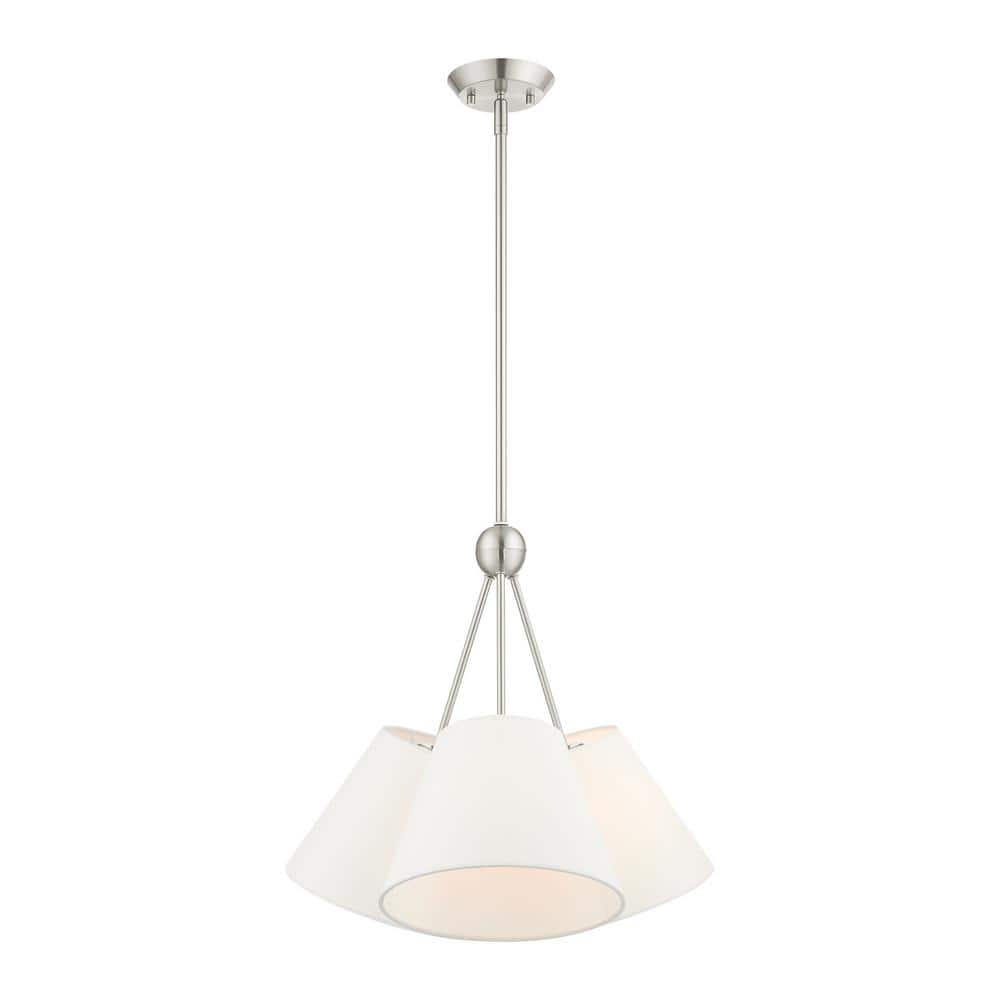 Oakcrest 3-Light Brushed Nickel Chandelier with Off-White Fabric Shade price history on PriceWatchPro