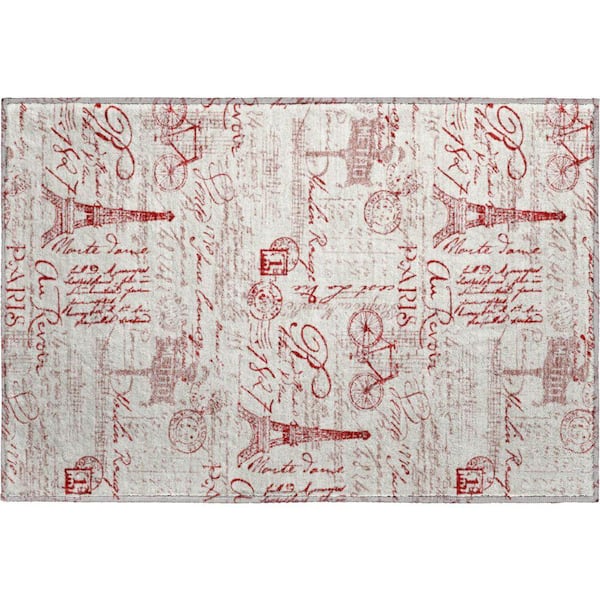 Mayfield Premium Machine Washable Abstract AMF2209 Red 2 ft. x 3 ft. Accent Rug