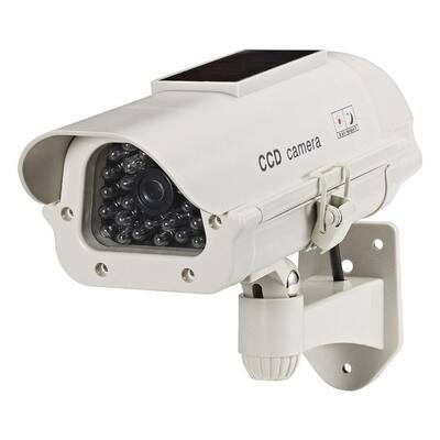 Wireless Dummy Solar Powered Camera with LED Light in Beige