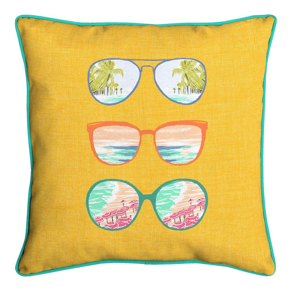 Hampton Bay - 18 in. x 18 in. Outdoor Patio Throw Pillow in Sunglasses Trio