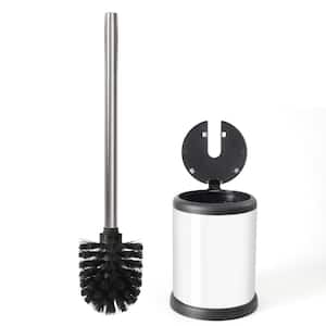 Modern Deluxe 11 in. Toilet Brush with Lid in White